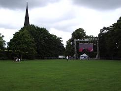 So, I didn't get tickets for live8, but they DID show it on a big screen in nearby Alderley Edge. This is what the place looked like at midday. Not particularly spectacular. But...